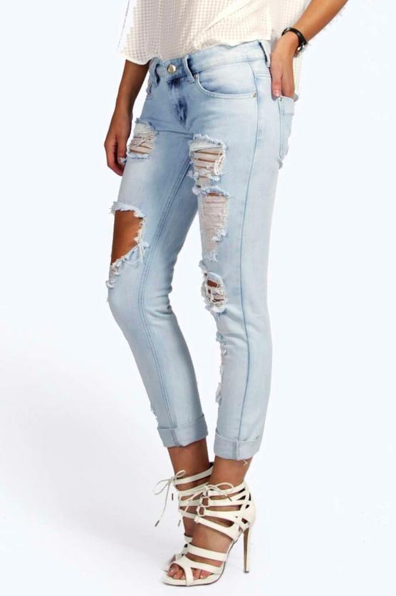 Lea Ripped & Distressed Boyfriend Jeans